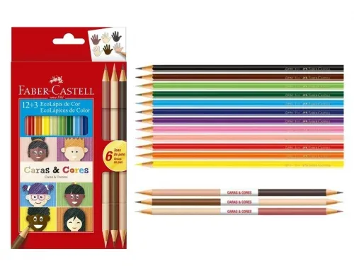 ECOLAPIS 12 cores + 3 tons de pele, Faber-Castell