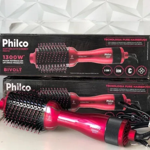 Escova Secadora De Cabelos Soft Beauty Cherry Philco Pec13 1300w 4 Em 1 Seca, Alisa, Modela E Dá Volume Rosa 127/220v