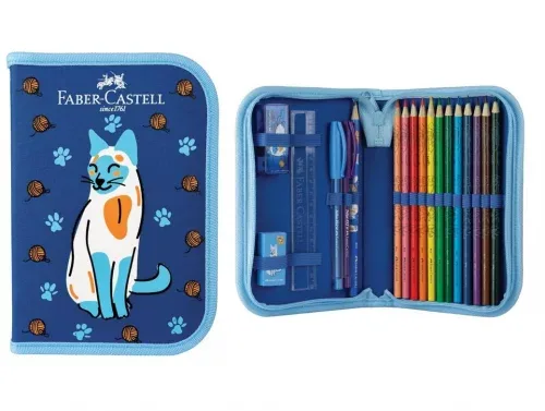Estojo Escolar Completo Coleção Pets Faber-Castell - Gato