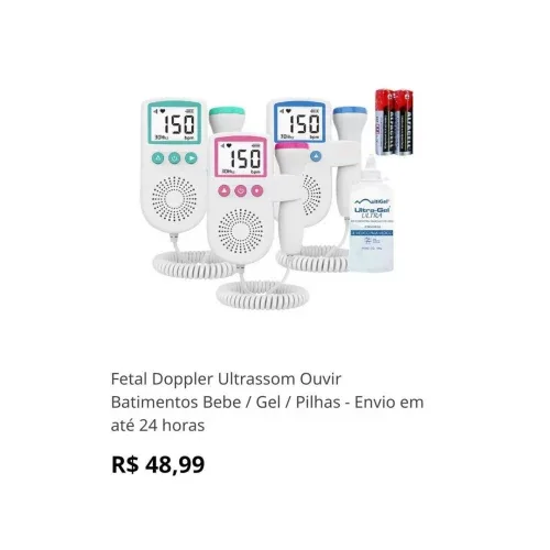 Fetal Doppler Ultrassom Ouvir Batimentos Bebe / Gel / Pilhas - Envio em até 24 horas