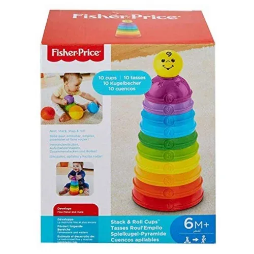 Fisher-Price Brinquedo para Bebês Potinhos Empilhar & Rolar para crianças a partir de 6 meses