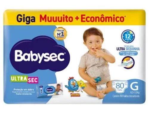 Fralda Babysec Galinha Pintadinha Ultra Sec G 8,5 a 12kg 80 Unidades