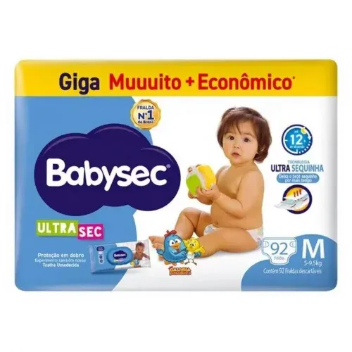 Fralda Babysec Galinha Pintadinha Ultra Sec M 5 a 9,5kg 92 Unidades