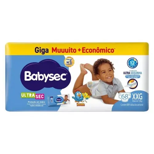 Fralda Babysec Galinha Pintadinha Ultra Sec XXG Acima de 13kg 68 Unidades