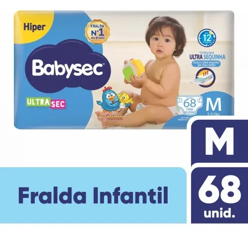 Fralda BabySec Ultrasec Galinha Pintadinha M 68 Un