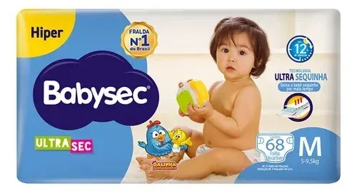 Fralda BabySec Ultrasec Galinha Pintadinha Tamanho M 68 unid Fralda BabySec Ultrasec Galinha Pintadinha Tamanho M 68 unid