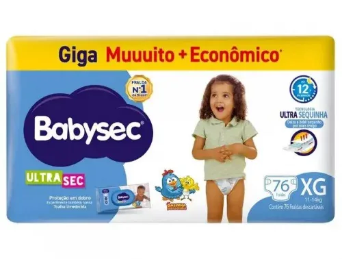 Fralda Babysec Ultrasec Galinha Pintadinha XG com 76 Fralda Babysec Ultrasec Galinha Pintadinha XG com 76