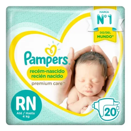 Fralda Descartável Pampers Premium Care Recém-nascido Rn 20 Unidades