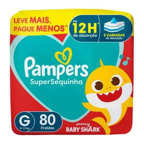 Fralda descartável Pampers Supersequinha  Tamanho G 80 Unidades