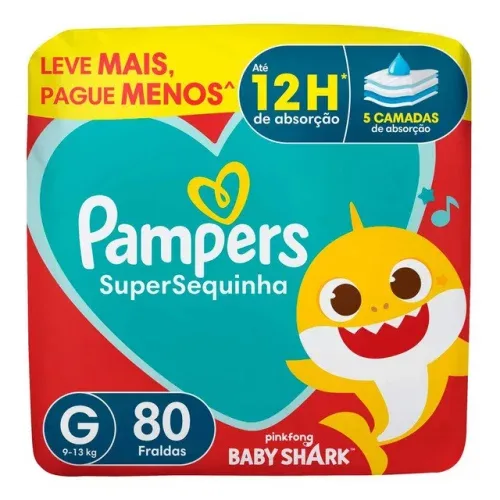 Fralda Descartável Pampers Supersequinha, Tamanho G 80 Unidades,