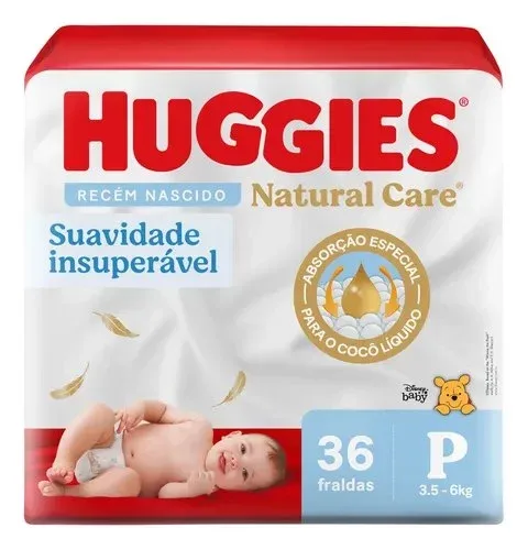 Fralda Huggies Natural Care P 36 unidades