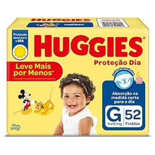 Fralda Huggies Proteção Dia Tam. G - 52 unidades