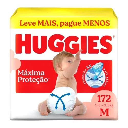Fralda Huggies Supreme Care M com 172 unidades