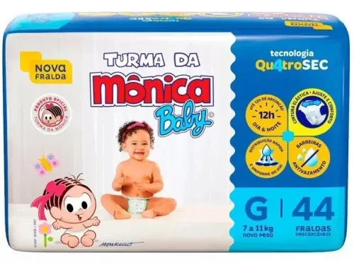 Fralda Mega Tamanho Grande Sem Gênero (g) 44 Unidades Turma Da Mônica Fralda Mega Tamanho Grande Sem Gênero (g) 44 Unidades Turma Da Mônica