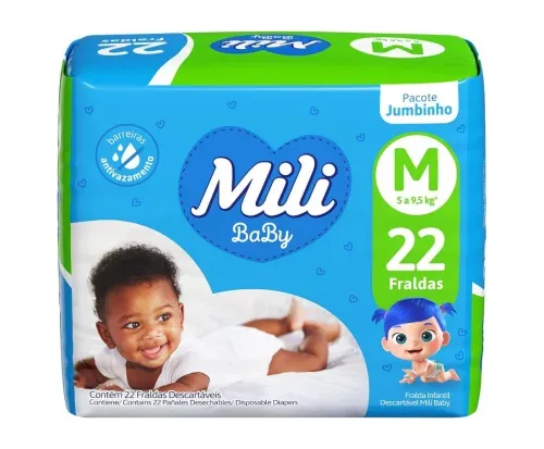Fralda Mili Ultra Seca Jumbinho M 22 Unidades