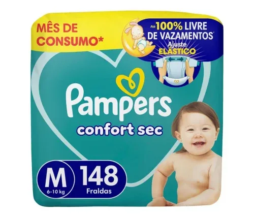 Fralda Pampers Confort Sec M 148 Unidades