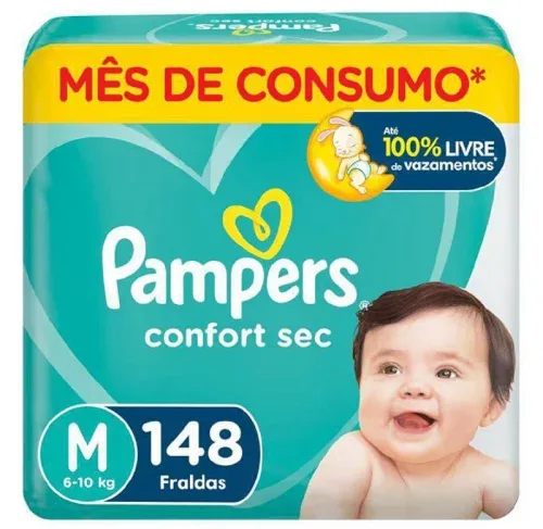 Fralda Pampers Confort Sec M com 148 Unidades
