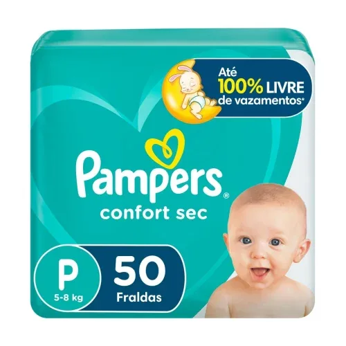 Fralda Pampers Confort Sec, P, 50 Unidades