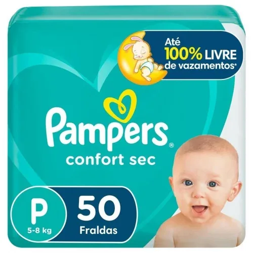 Fralda Pampers Confort Sec P 50 unidades