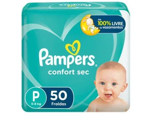 Fralda Pampers Confort Sec P com 50 Fralda Pampers Confort Sec P com 50