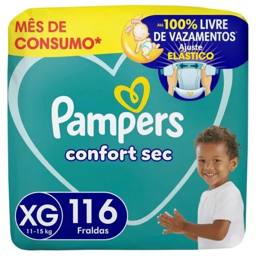 Fralda Pampers Confort Sec Tamanho XG 116 Unidades