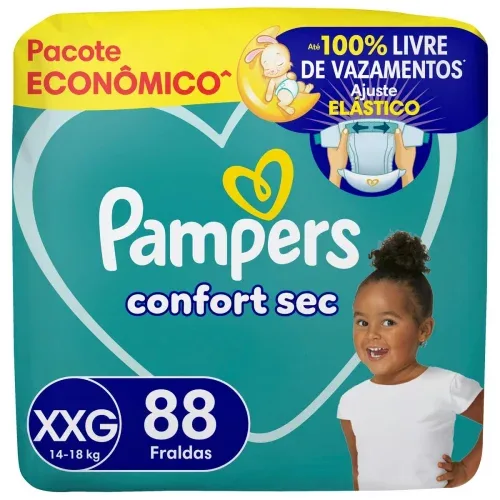 Fralda Pampers Confort Sec XXG, 88 Unidades