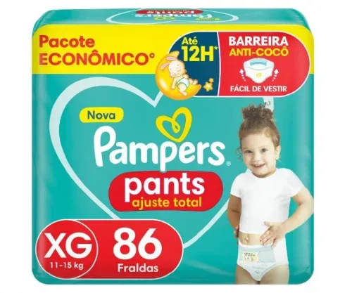 Fralda Pampers Pants Ajuste Total tamanho XG, Fácil de Vestir, 86 Unidades