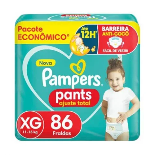 Fralda Pampers Pants Ajuste Total tamanho XG, Fácil de Vestir, 86 Unidades