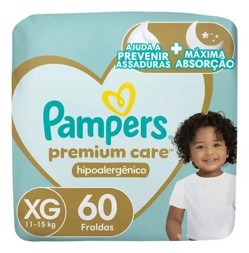 Fralda Pampers Premium Care Fita XG 60 unidades
