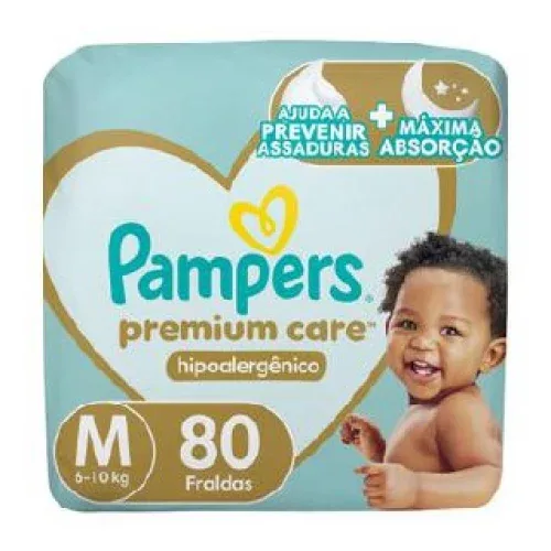 Fralda Pampers Premium Care M com 80