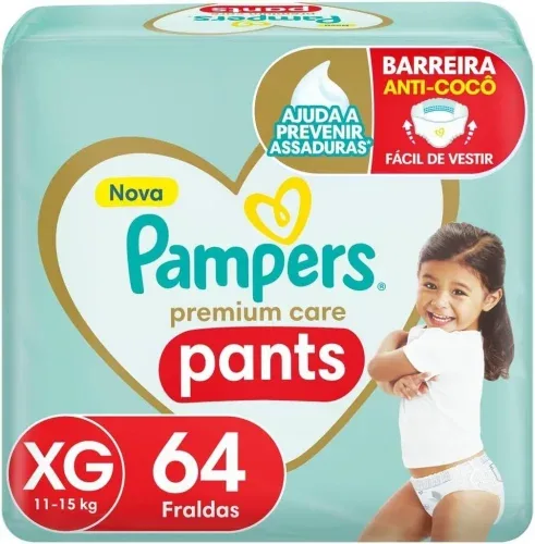 Fralda Pampers Premium Care Pants XG 64 unidades