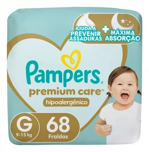 Fralda Pampers Premium Care Tamanho G 68 Unidades Fralda Pampers Premium Care Tamanho G 68 Unidades