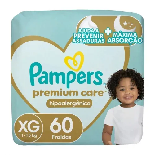 Fralda Pampers Premium Care XG com 60 Unidades