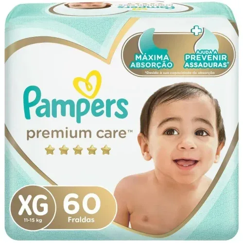 Fralda Pampers Premium Care XG com 60 Unidades