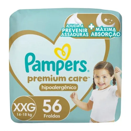 Fralda Pampers Premium Care XXG com 56 Unidades Fralda Pampers Premium Care XXG com 56 Unidades