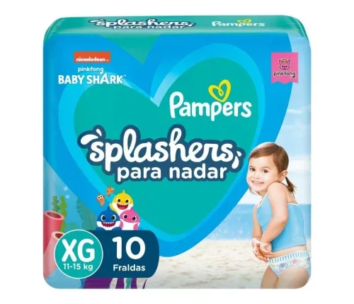 Fralda Pampers Splashers Baby Shark XG 10 unidades