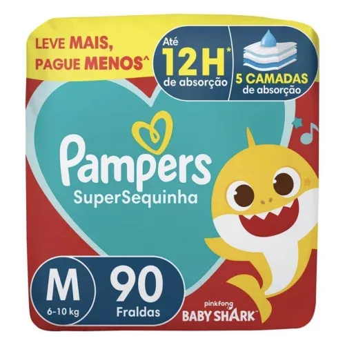 Fralda Pampers Supersequinha M com 90 Unidades