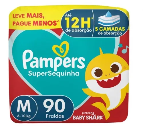 Fralda Pampers Supersequinha M com 90 Unidades