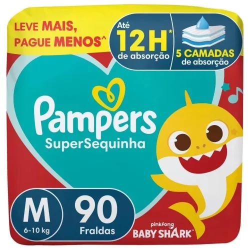 Fralda Pampers Supersequinha Tamanho M 90 Unidades