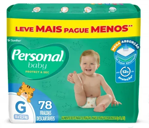 Fralda Personal Baby Protect&Sec G com 78 unidades