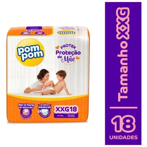 Fralda Pom Pom Proteção de Mãe Jumbo XXG 18 Unidades