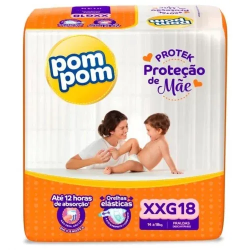 Fralda Pom Pom Protek Proteção de Mãe Jumbo XXG 18 Unidades