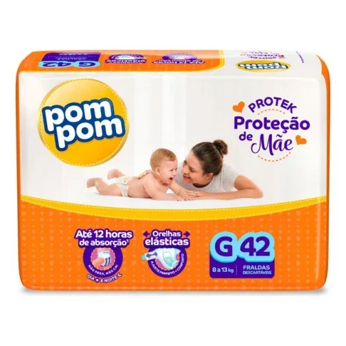 🛍️Fralda Pom Pom Protek Proteção De Mãe Mega G 42 Unidades Gênero Sem Gênero