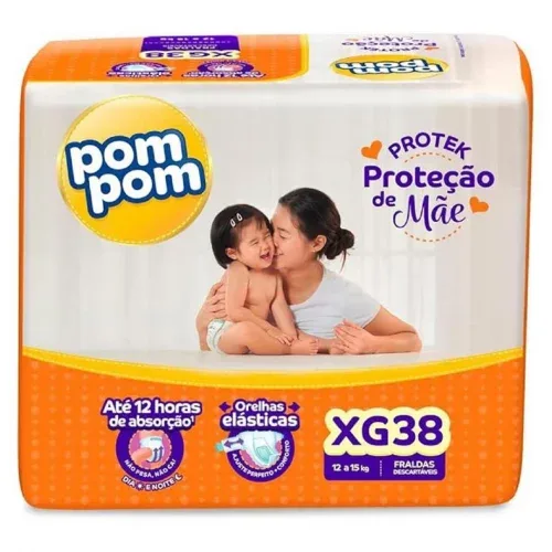 Fralda Pom Pom Protek Proteção de Mãe Mega XG 38 Unidades
