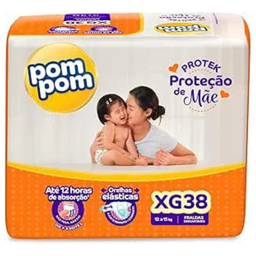 Fralda Pom Pom Protek Proteção de Mãe Mega XG 38 Unidades