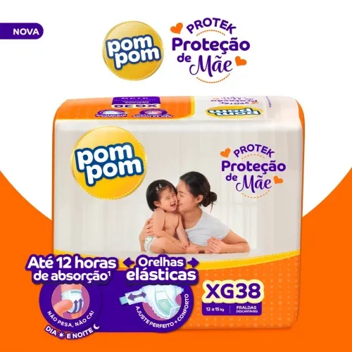 Fralda Pom Pom Protek Proteção De Mãe XG 38 Un