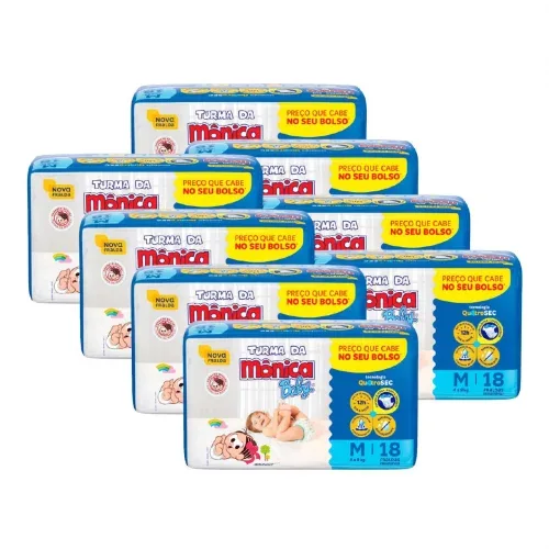 Fralda Turma da Monica Baby Jumbinho M 144 Unidades Fralda Turma da Monica Baby Jumbinho M 144 Unidades