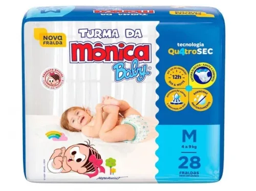 Fralda Turma da Mônica Baby Jumbo M 28 Unidades