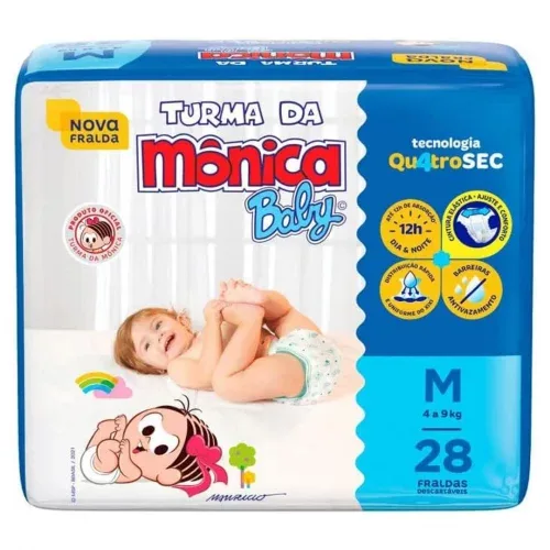 Fralda Turma da Mônica Baby Jumbo M 28 Unidades