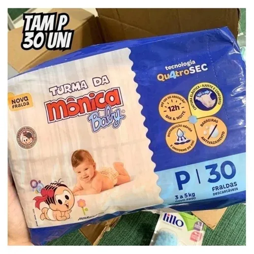 Fralda Turma da Mônica Baby Jumbo P 30 Unidades